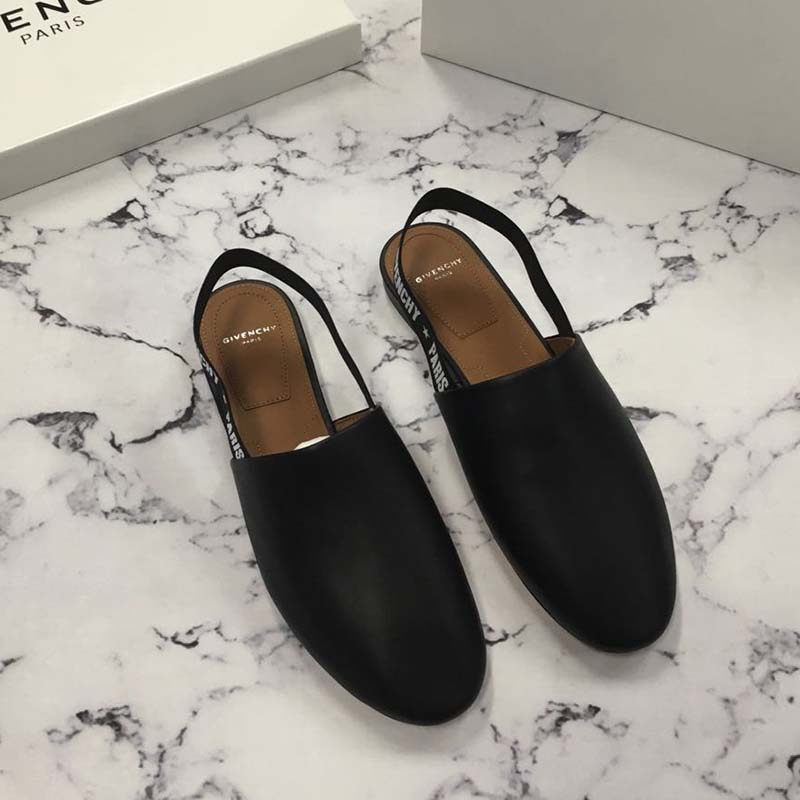 Givenchy Women Sling Back Givenchy Stars Flat Mules Shoes Black - Image 4