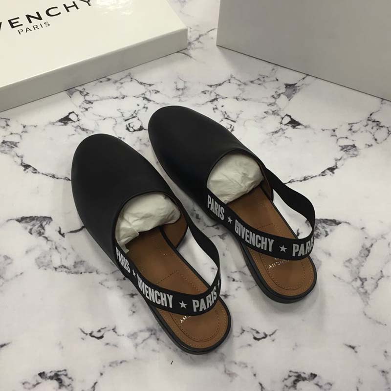 Givenchy Women Sling Back Givenchy Stars Flat Mules Shoes Black - Image 2