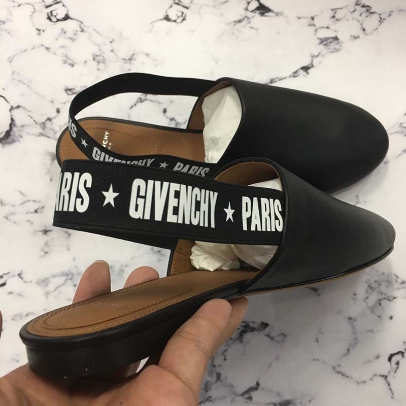 Givenchy Women Sling Back Givenchy Stars Flat Mules Shoes Black - Image 3