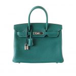 Hermes Birkin 25 Bag in Togo Leather with Gold Hardware-Dark Green