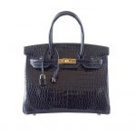 Hermes Birkin 30 Bag in Alligator Leather with Gold Hardware-Black