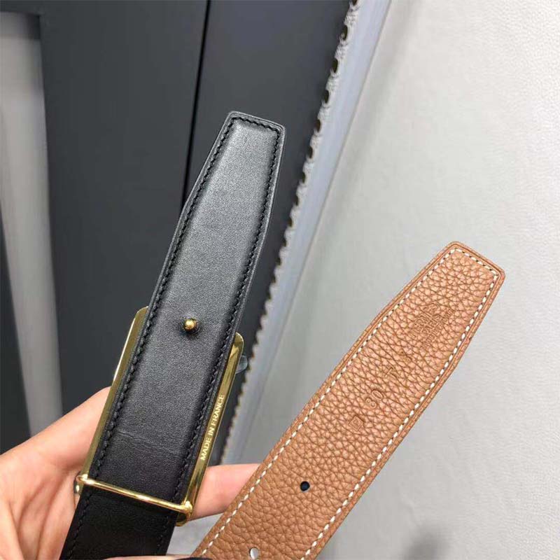 Hermes Men Officier Belt Buckle & Reversible Leather Strap 38 mm-Brown - Image 5
