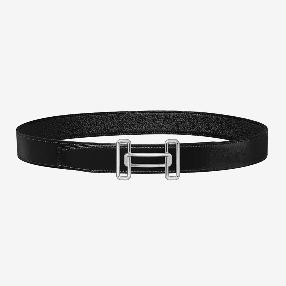 Hermes Men Rythme Belt Buckle & Reversible Leather Strap 32 mm-Black