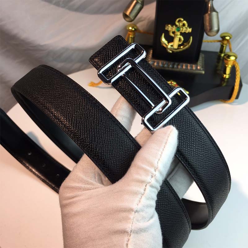Hermes Men Rythme Belt Buckle & Reversible Leather Strap 32 mm-Black