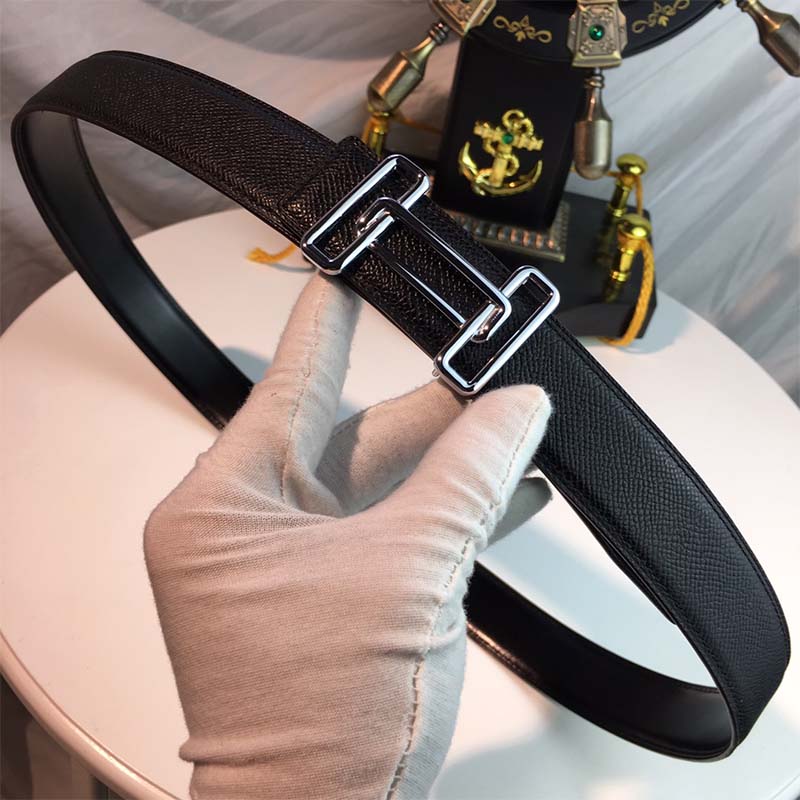 Hermes Men Rythme Belt Buckle & Reversible Leather Strap 32 mm-Black