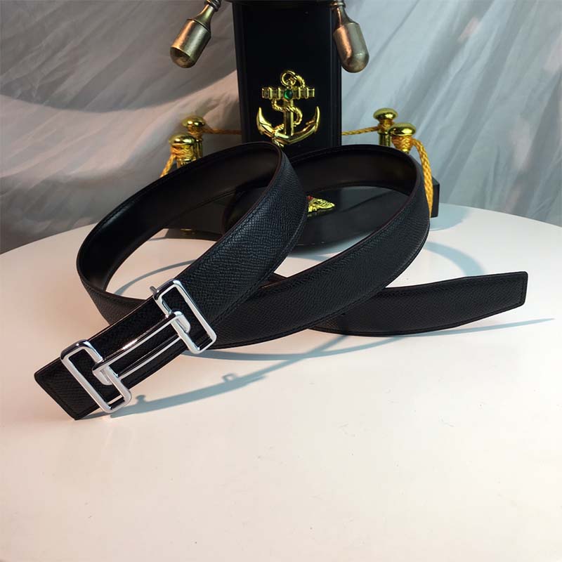 Hermes Men Rythme Belt Buckle & Reversible Leather Strap 32 mm-Black