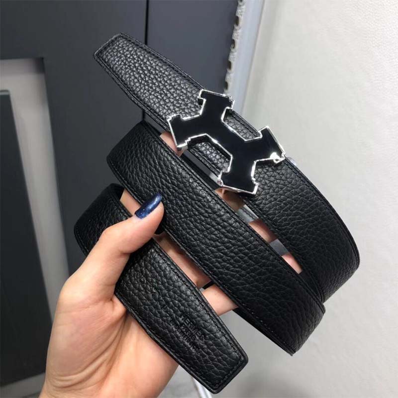 Hermes Men Street H Belt Buckle & Reversible Leather Strap 32 mm-Black