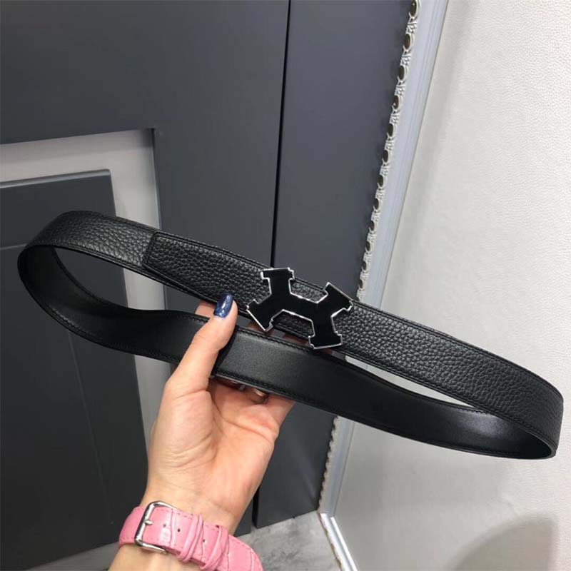 Hermes Men Street H Belt Buckle & Reversible Leather Strap 32 mm-Black
