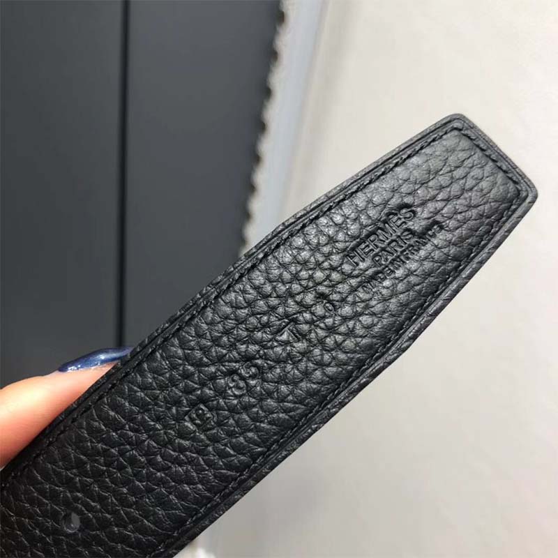 Hermes Men Street H Belt Buckle & Reversible Leather Strap 32 mm-Black