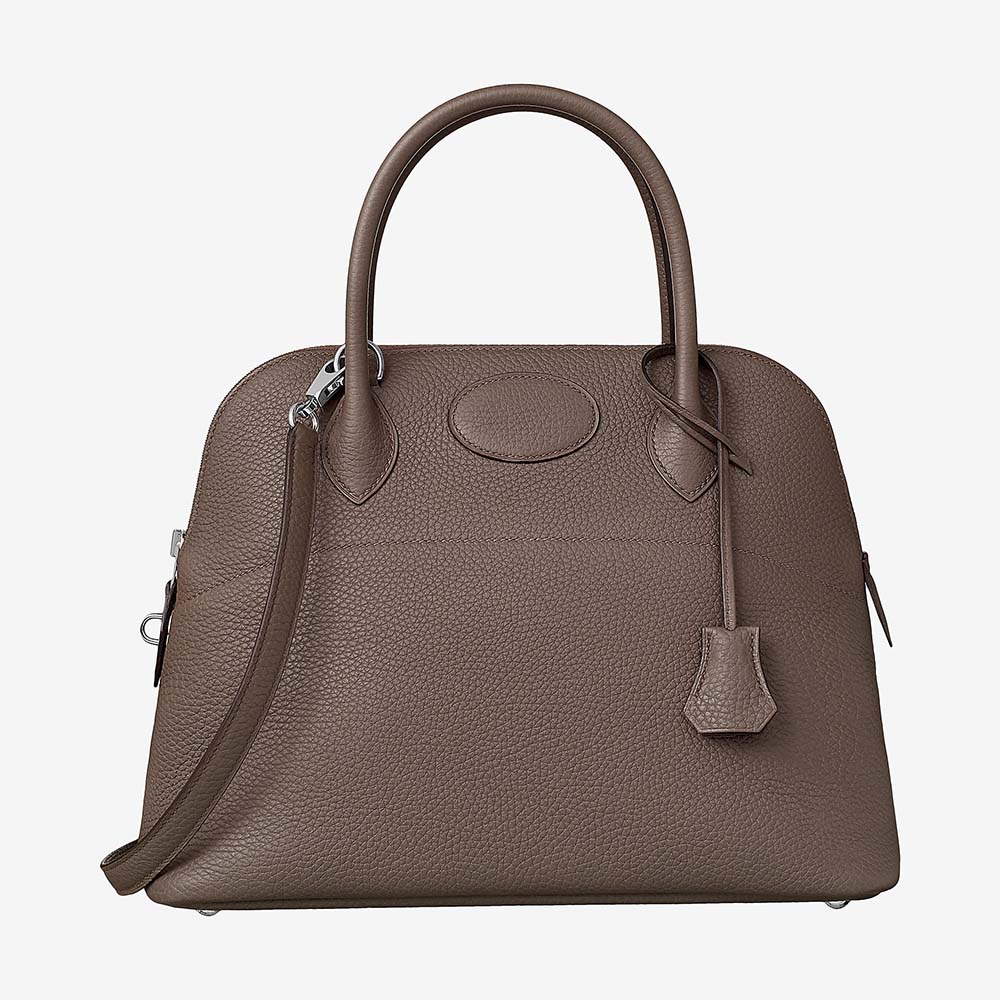 Hermes Women Bolide 31 bag in Taurillon Clemence Leather-Gray