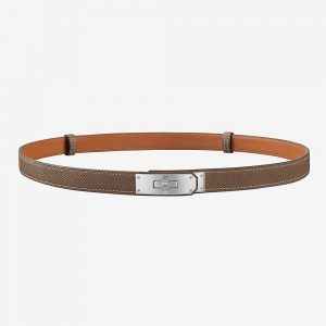 Hermes Women Kelly Belt in Calfskin Leather-Silver