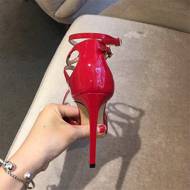 Jimmy Choo Women Lancer 110 Patent Leather Pointy Toe Pumps Shoes Red - Image 5
