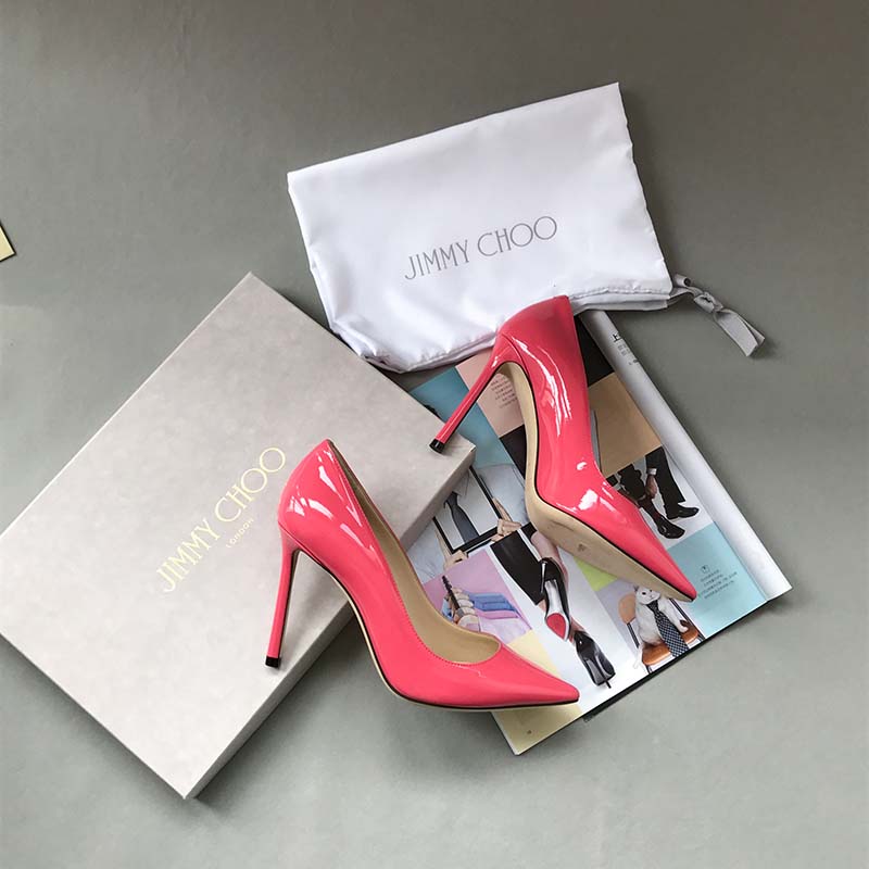Jimmy Choo Women Romy 100 Patent Leather Pointy Toe Pumps Shoes Carmine - Image 2