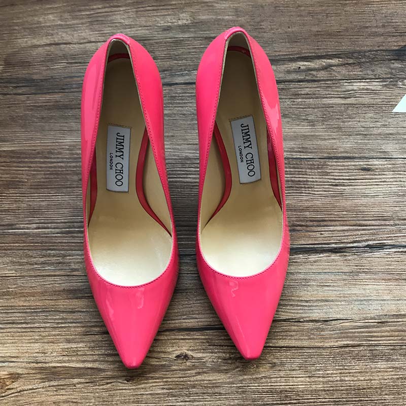 Jimmy Choo Women Romy 100 Patent Leather Pointy Toe Pumps Shoes Carmine - Image 3