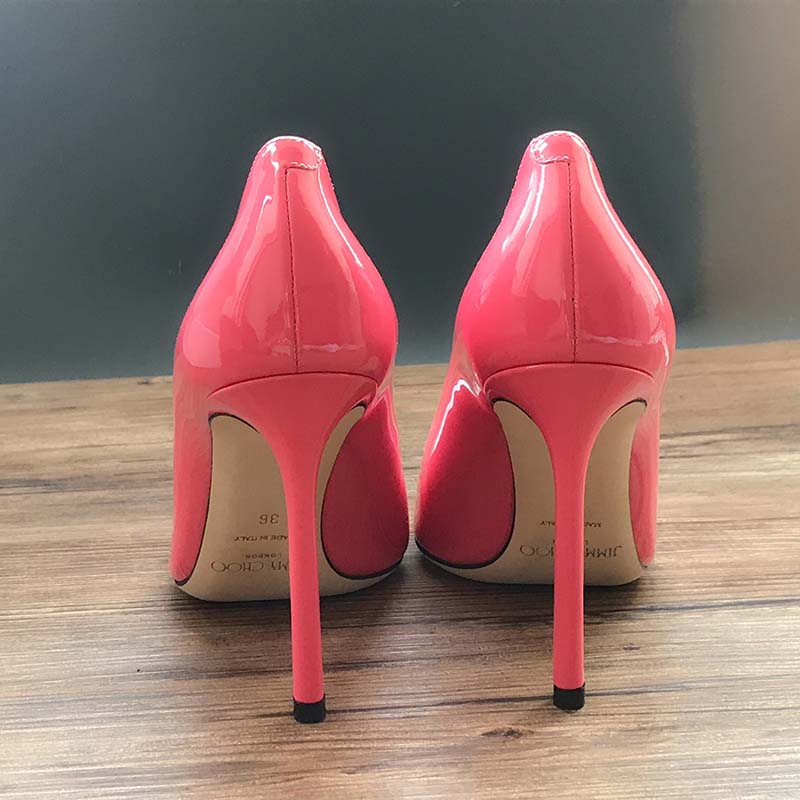 Jimmy Choo Women Romy 100 Patent Leather Pointy Toe Pumps Shoes Carmine - Image 4