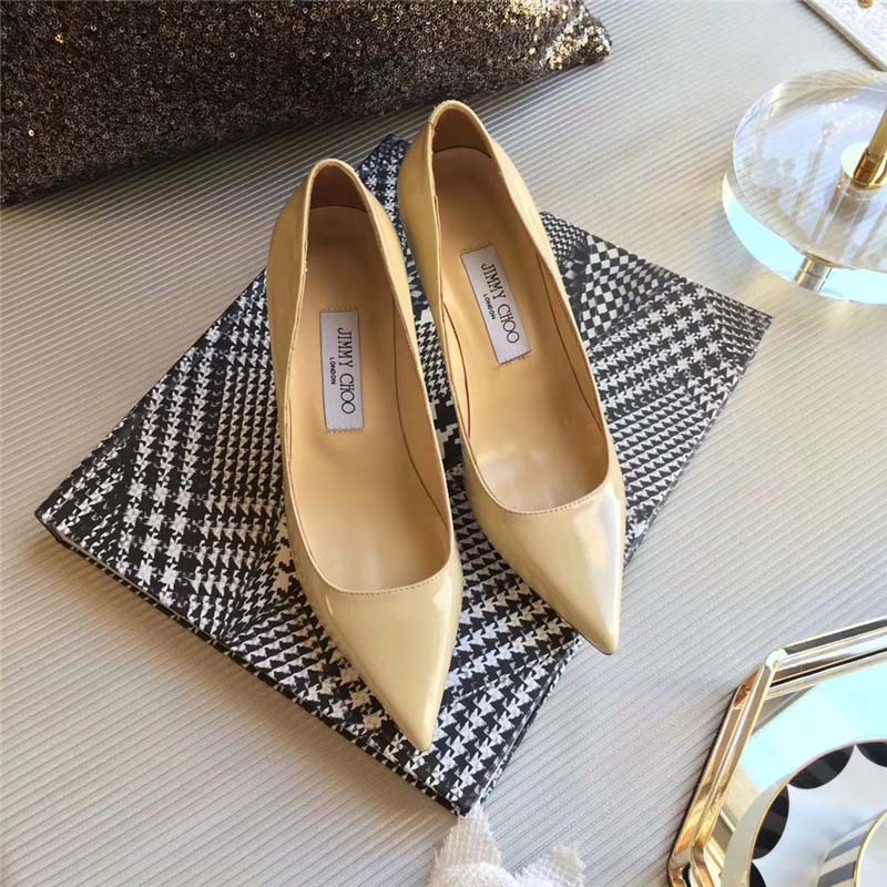 Jimmy Choo Women Romy 85 Patent Leather Pointy Toe Pumps Shoes-Beige - Image 2