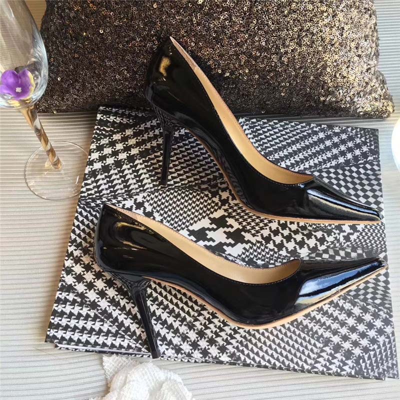 Jimmy Choo Women Romy 85 Patent Leather Pointy Toe Pumps Shoes-Black - Image 3