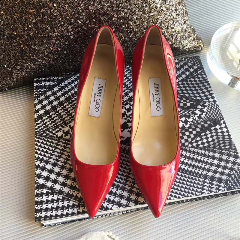 Jimmy Choo Women Romy 85 Patent Leather Pointy Toe Pumps Shoes-Red - Image 2