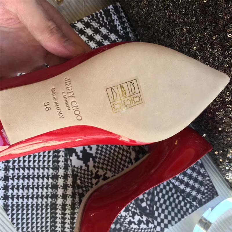 Jimmy Choo Women Romy 85 Patent Leather Pointy Toe Pumps Shoes-Red - Image 5