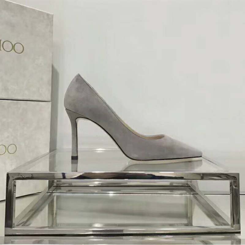 Jimmy Choo Women Shoes Romy 85 Opal Suede Pointy Toe Pumps-Silver - Image 5