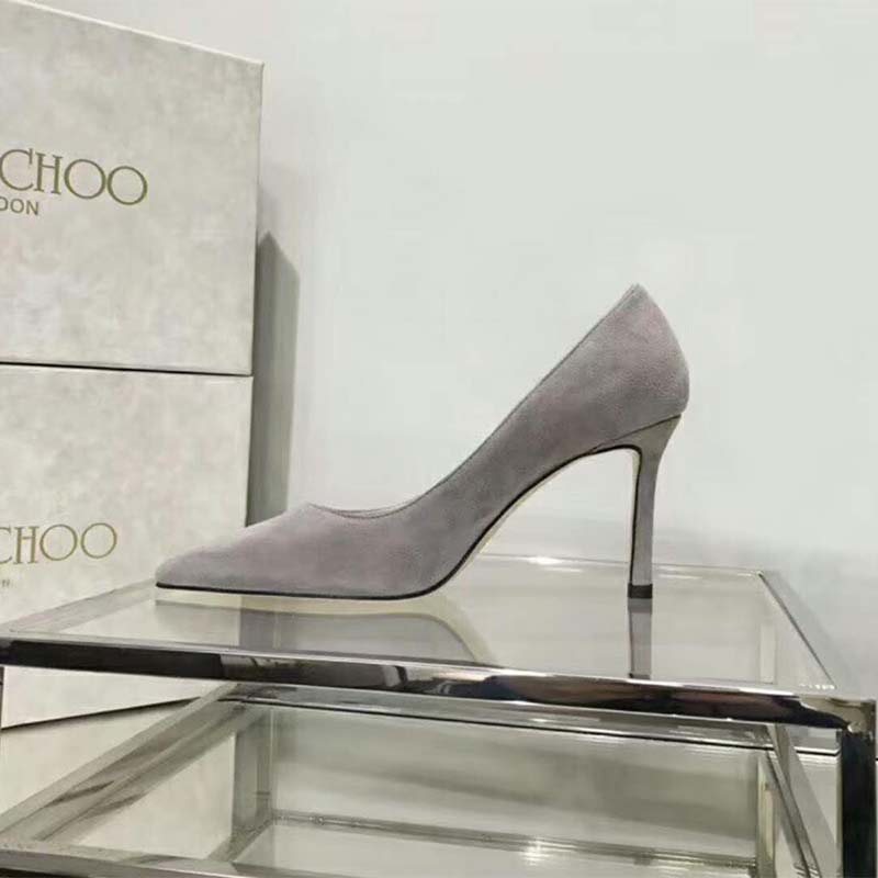 Jimmy Choo Women Shoes Romy 85 Opal Suede Pointy Toe Pumps-Silver - Image 4