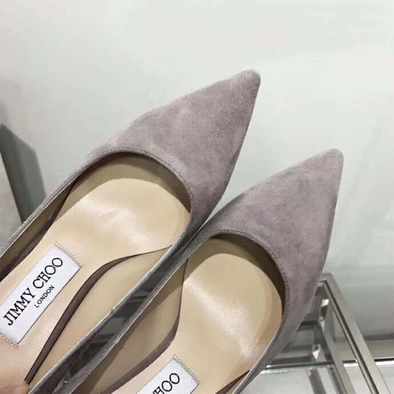 Jimmy Choo Women Shoes Romy 85 Opal Suede Pointy Toe Pumps-Silver - Image 6