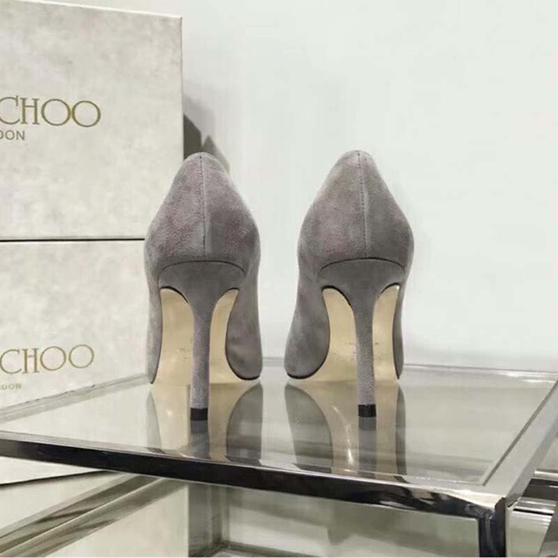 Jimmy Choo Women Shoes Romy 85 Opal Suede Pointy Toe Pumps-Silver - Image 7