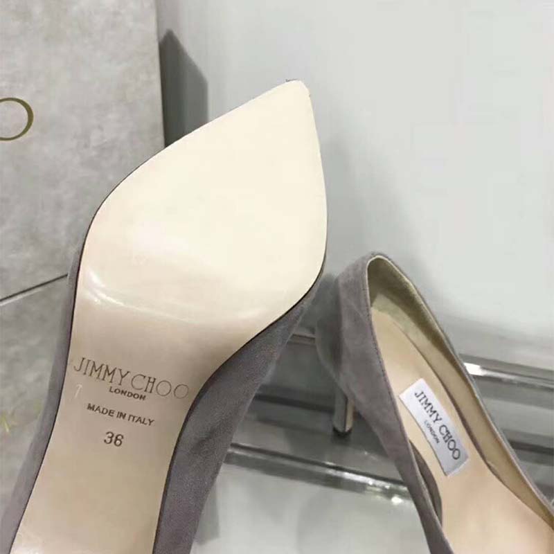 Jimmy Choo Women Shoes Romy 85 Opal Suede Pointy Toe Pumps-Silver - Image 8
