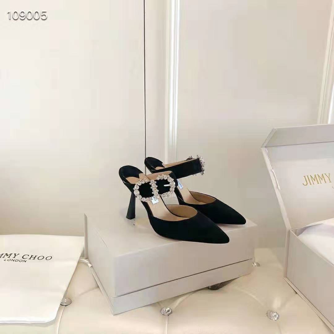 Jimmy Choo Women SMOKEY 100 Suede Pump with Jewelled Buckle-Black - Image 3