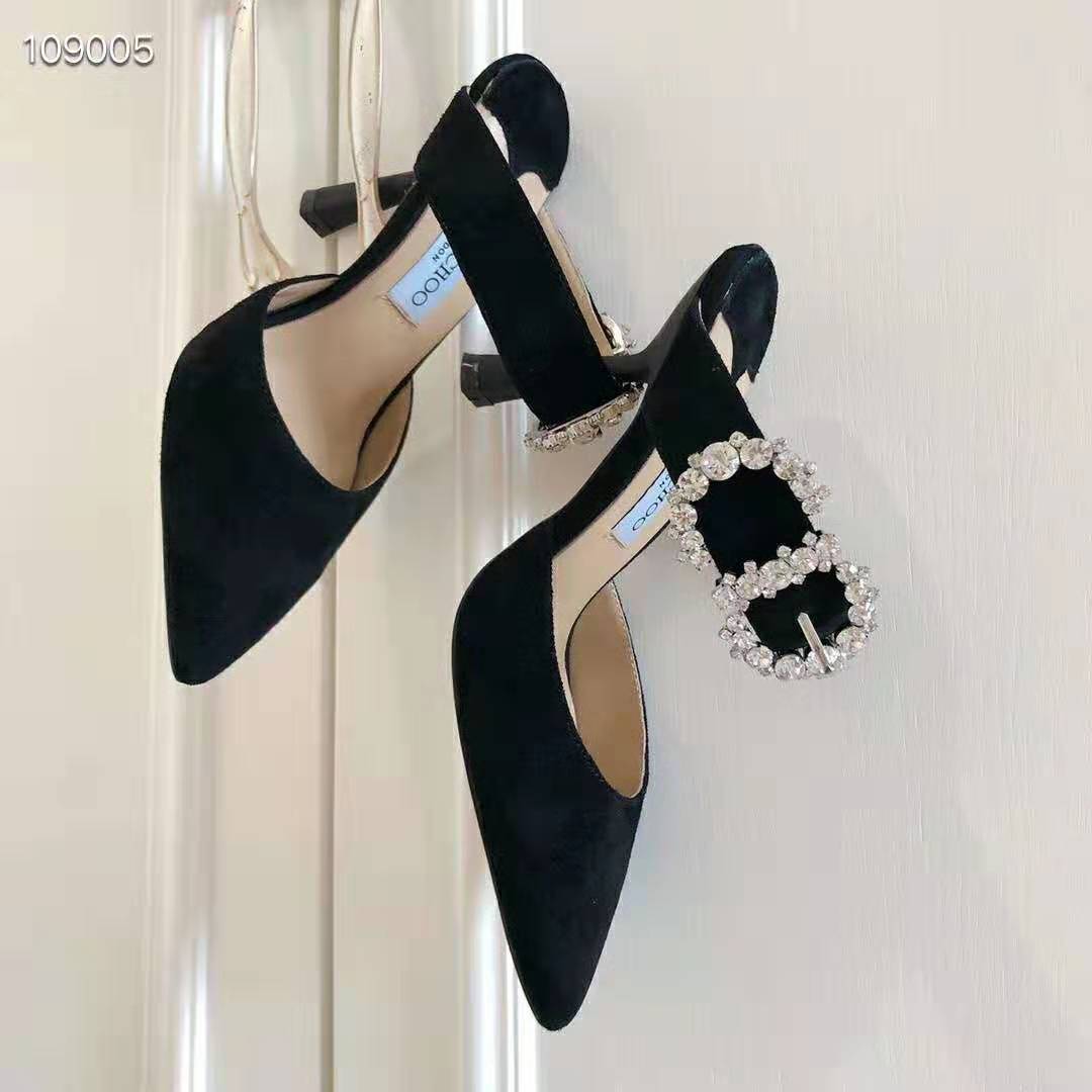 Jimmy Choo Women SMOKEY 100 Suede Pump with Jewelled Buckle-Black - Image 5