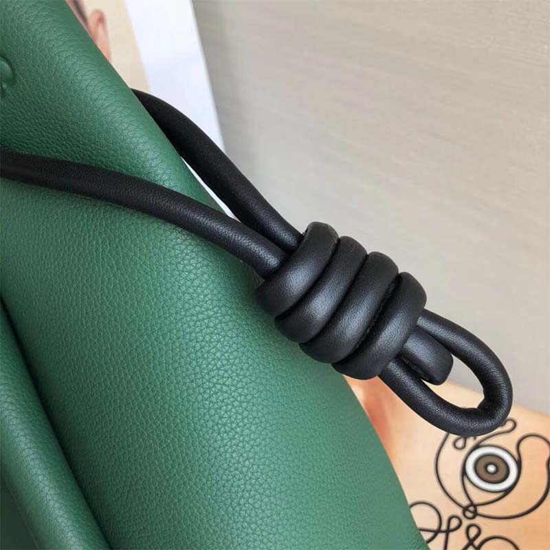Loewe Women Flamenco Knot Tote Small Bag Forest Green/Black - Image 4