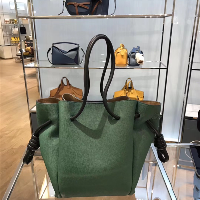 Loewe Women Flamenco Knot Tote Small Bag Forest Green/Black - Image 3