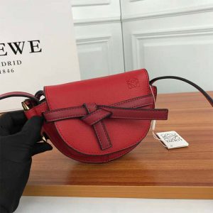 Loewe Ladies Gate Bucket Bag Scarlet Red / Burnt Red