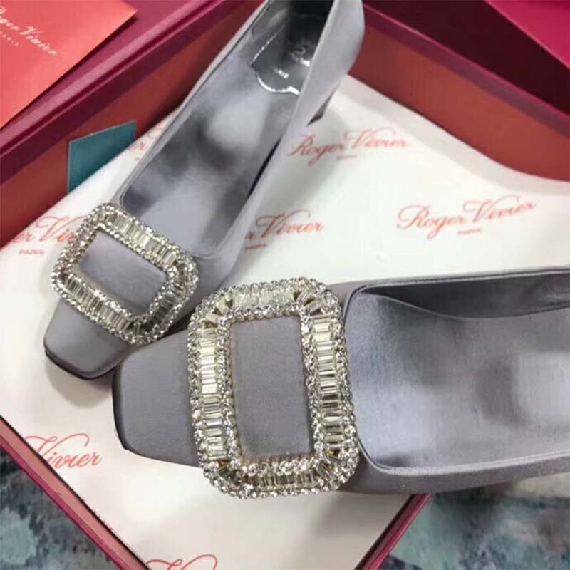 Roger Vivier Women Belle Vivier Pumps Silk Satin 4.5cm-Silver - Image 4