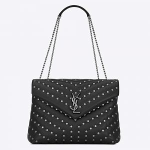 Saint Laurent YSL Women Loulou Medium Leather and Studs-Black 8 Saint Laurent YSL Women Loulou Medium in Leather and Studs-Black