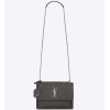 Saint Laurent YSL Women Medium Sunset Bag in Calfskin Leather Bag-Grey