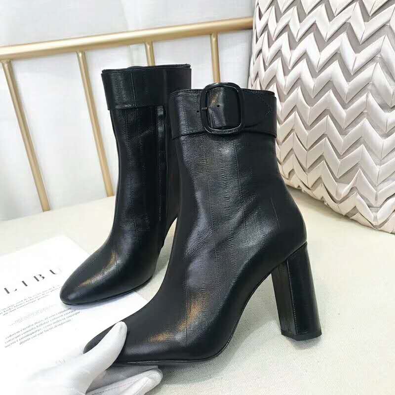 Saint Laurent YSL Women Shoes Joplin Buckle Bootie in Eel 10.5cm Heel-Black - Image 7