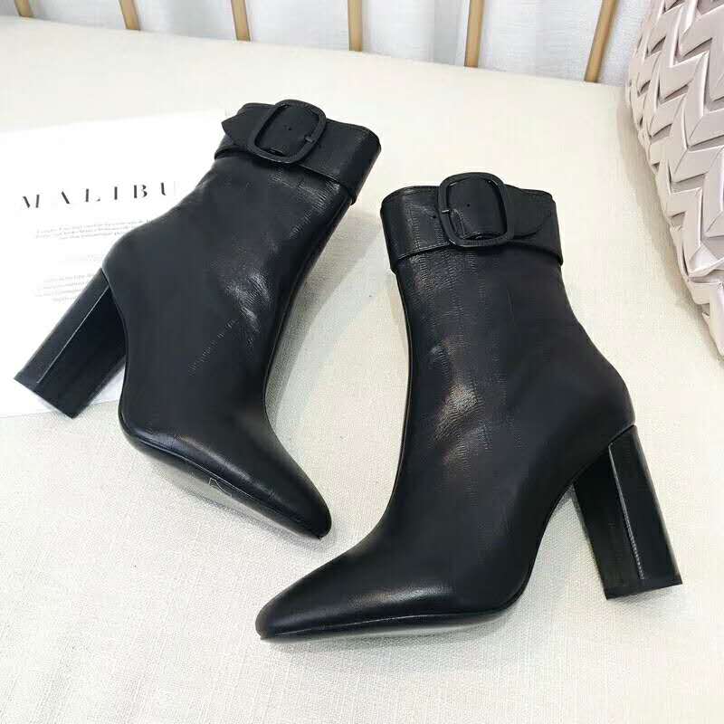 Saint Laurent YSL Women Shoes Joplin Buckle Bootie in Eel 10.5cm Heel-Black - Image 6