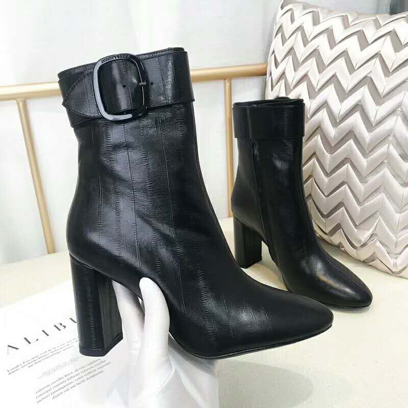 Saint Laurent YSL Women Shoes Joplin Buckle Bootie in Eel 10.5cm Heel-Black - Image 5