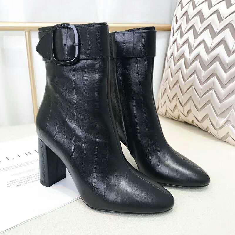 Saint Laurent YSL Women Shoes Joplin Buckle Bootie in Eel 10.5cm Heel-Black - Image 4
