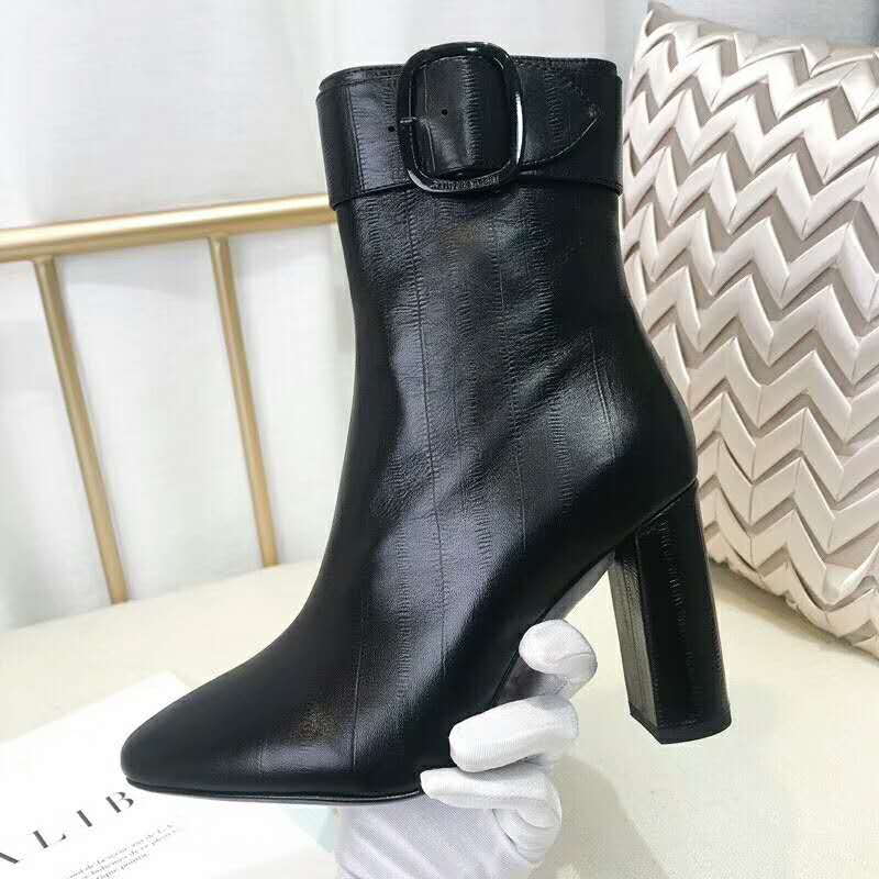 Saint Laurent YSL Women Shoes Joplin Buckle Bootie in Eel 10.5cm Heel-Black - Image 3
