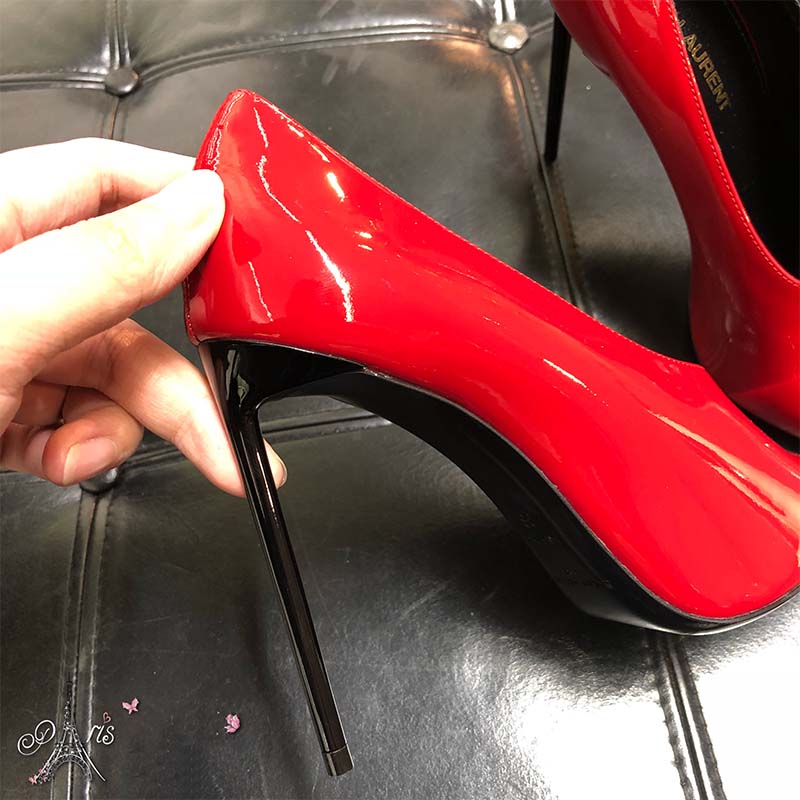 Saint Laurent YSL Women Shoes Teddy Pump Patent 10.5cm-Red - Image 5