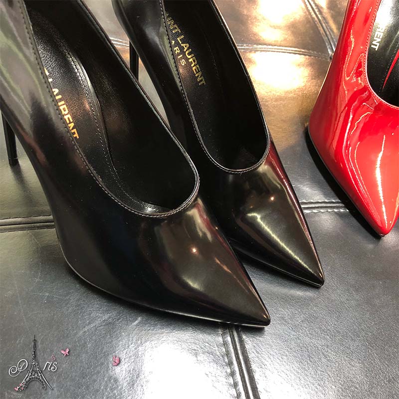 Saint Laurent YSL Women Shoes Teddy Pump Shiny Leather 10.5cm-Black - Image 5