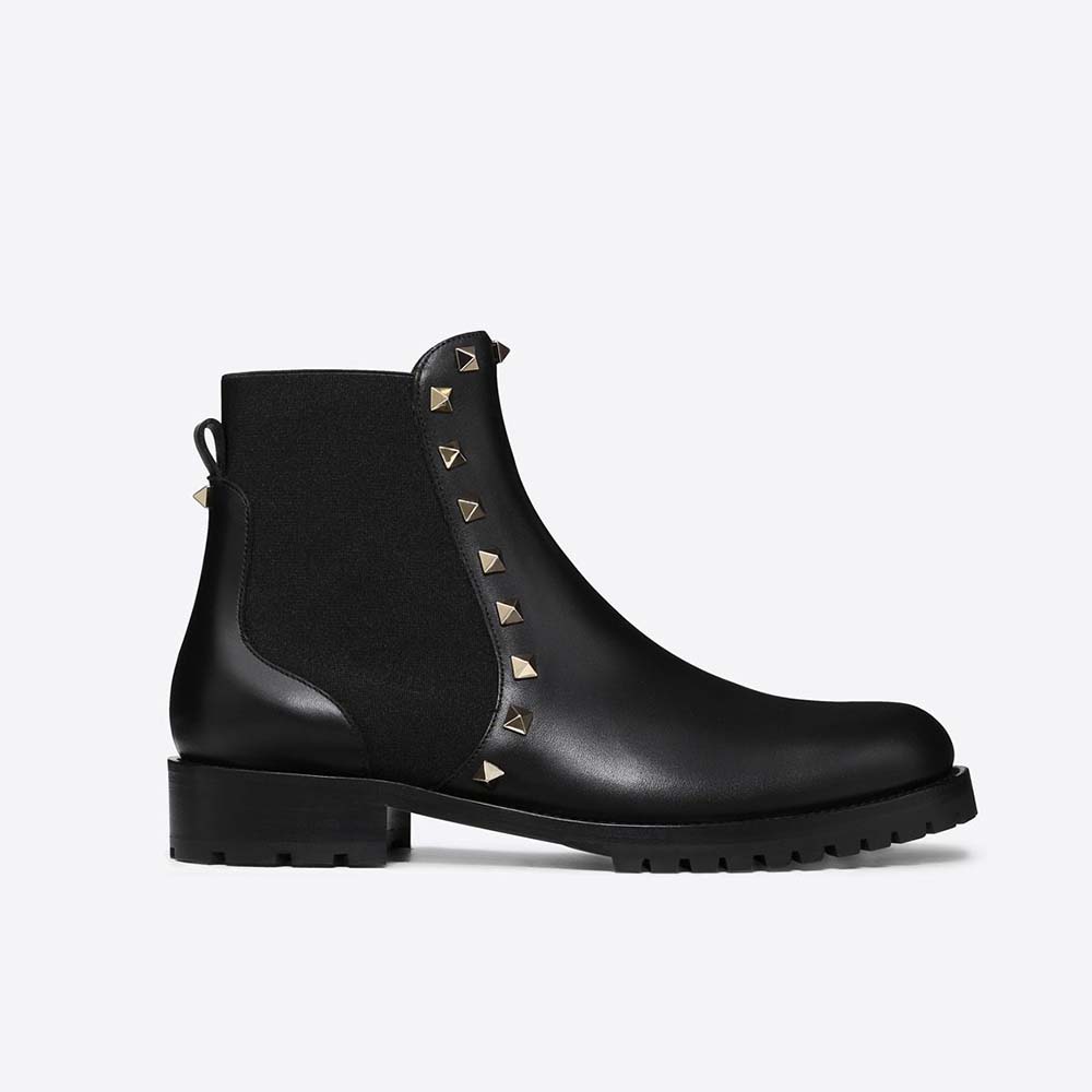 Valentino Women Shoes Rockstud Beatle Boot 20mm Heel Heigh-Black