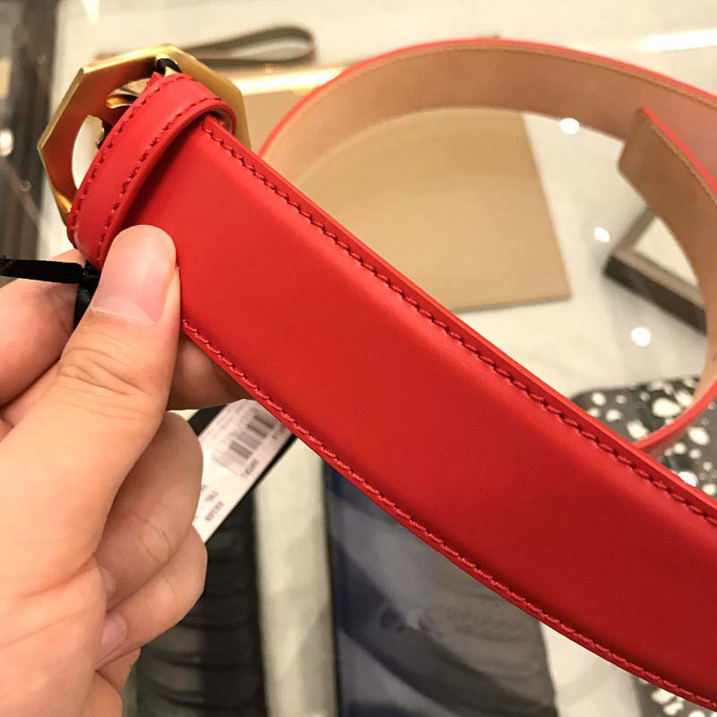 Versace Men Octagonal Medusa Leather Belt-Red - Image 5