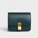 Celine Women Small Classic Bag in Box Calfskin Leather-Dark Green
