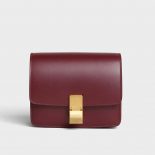 Celine Women Small Classic Bag in Box Calfskin Leather-Maroon