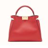 Fendi Women Peekaboo Essentially Bag in Calfskin Leather-Red