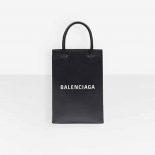 Balenciaga Unisex Shopping Phone Holder Shopping Phone Holder in Black Squared Calfskin