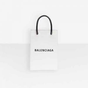 Balenciaga Unisex Shopping Phone Holder Shopping Phone Holder in White Squared Calfskin